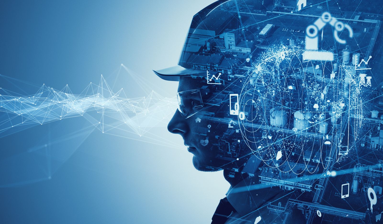 Abstract visualisation of artificial intelligence and connected systems